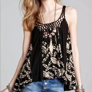 Free People Tiger Lily Black Crochet Fringe Tank